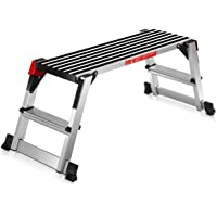 COSTWAY Plataforma de Trabajo Multiusos de Aluminio Carga hasta 150KG Escalera Plegable para Hogar Oficina Taller